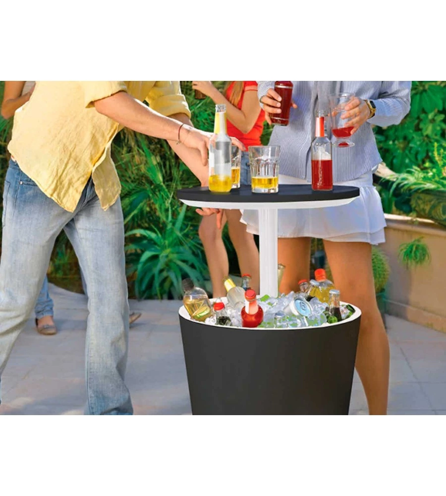 Tavolino portaghiaccio portatile keter "cool bar" grafite, 49,5x49,5x84,5 cm